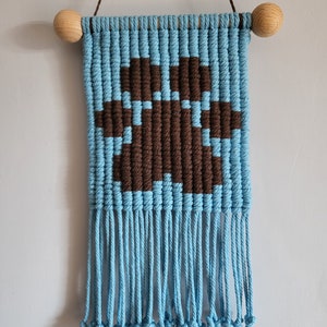 Mini macrame paw print wall hanging