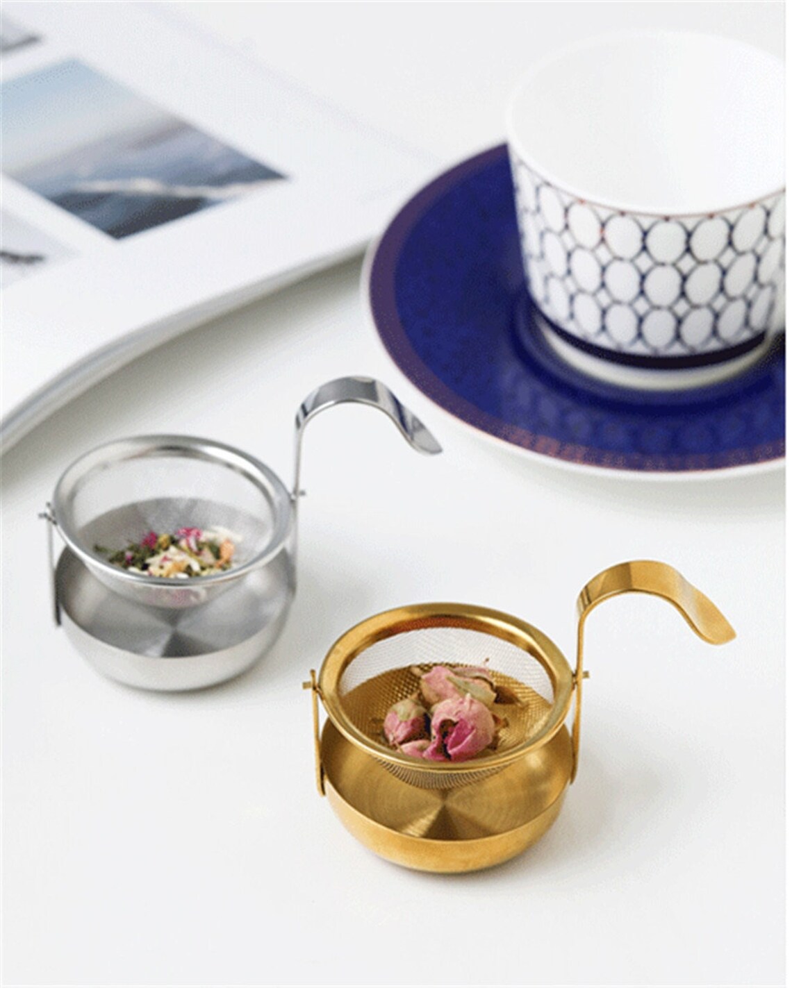 Rotating mesh tea strainer with handle Etsy