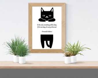 Inspiration, Poster, Print, A4, Cat, Quote, Typography, Cat Lover