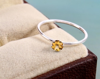 Natural Citrine Birthstone Ring, Custom Birthstone Ring, Personalized Ring, Band, Mothers Ring, Bridesmaid gift, Gift For Mom.