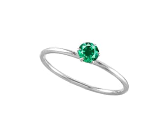 Natural Emerald Wedding Ring 925 Silver Gemstone Ring May Birthstone Jewellery