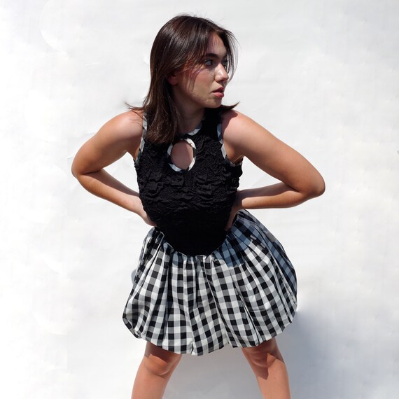 Vintage Black and White Check Dress - image 3