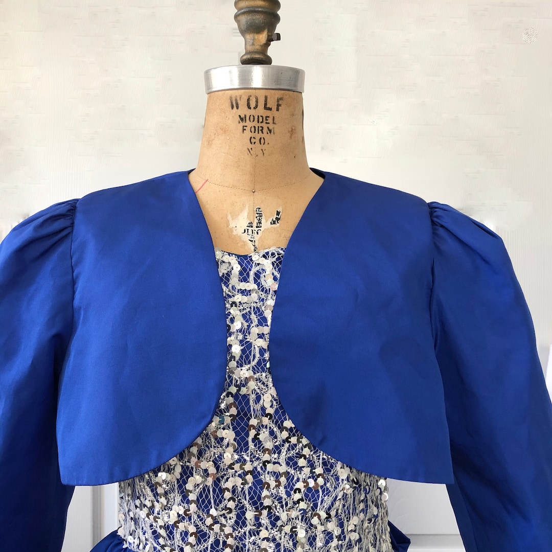 royal-blue-short-party-dress-with-jacket-etsy