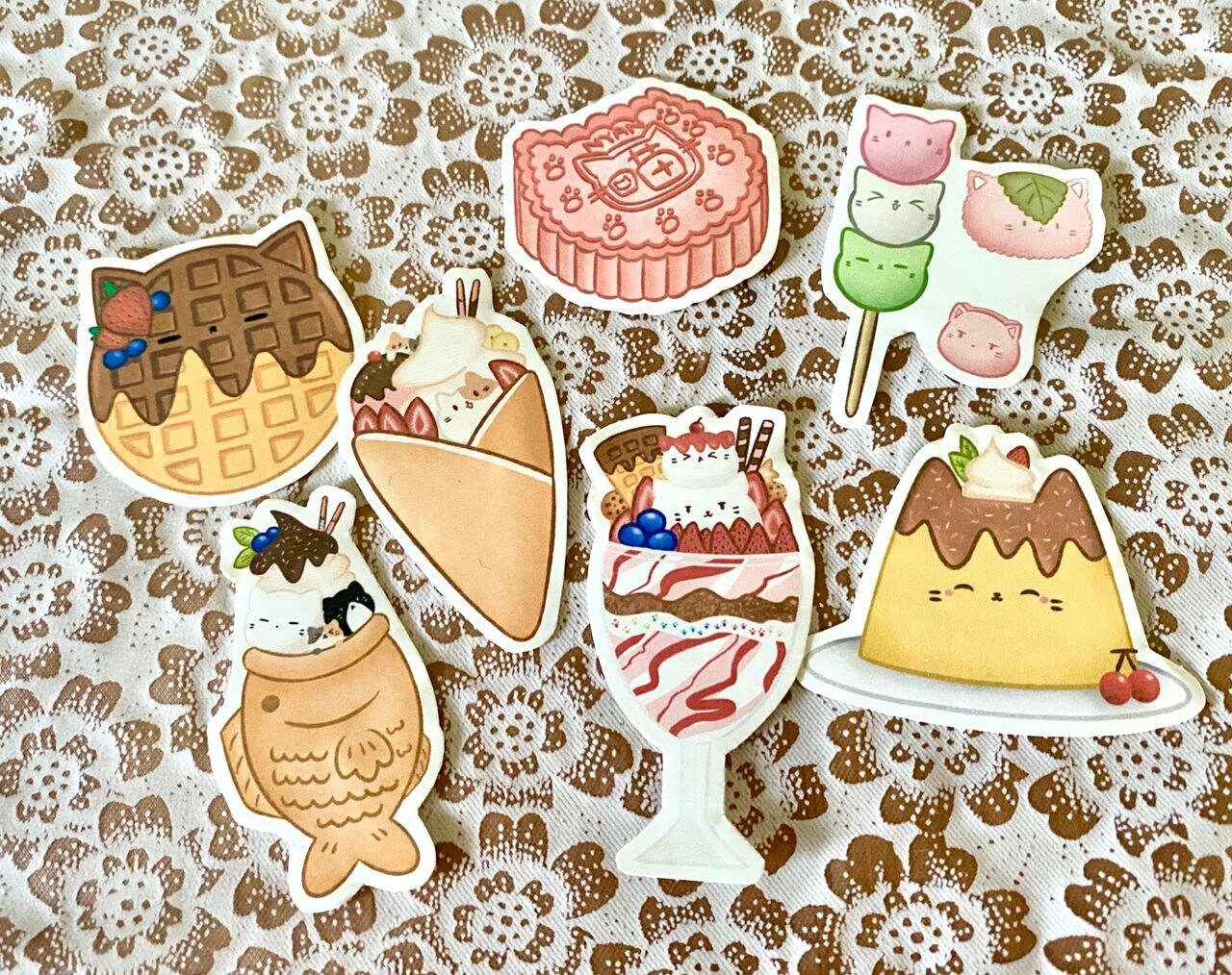 Kawaii Catthemed Dessert Sticker Pack Vol.2 Bullet Journal, Scrapbook