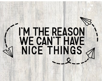 I'm the Reason We Can't Have Nice Things SVG - Can't Have Nice Things SVG - Paper Airplanes Svg - Svg Files for Cricut - Svg Cut Files - Svg