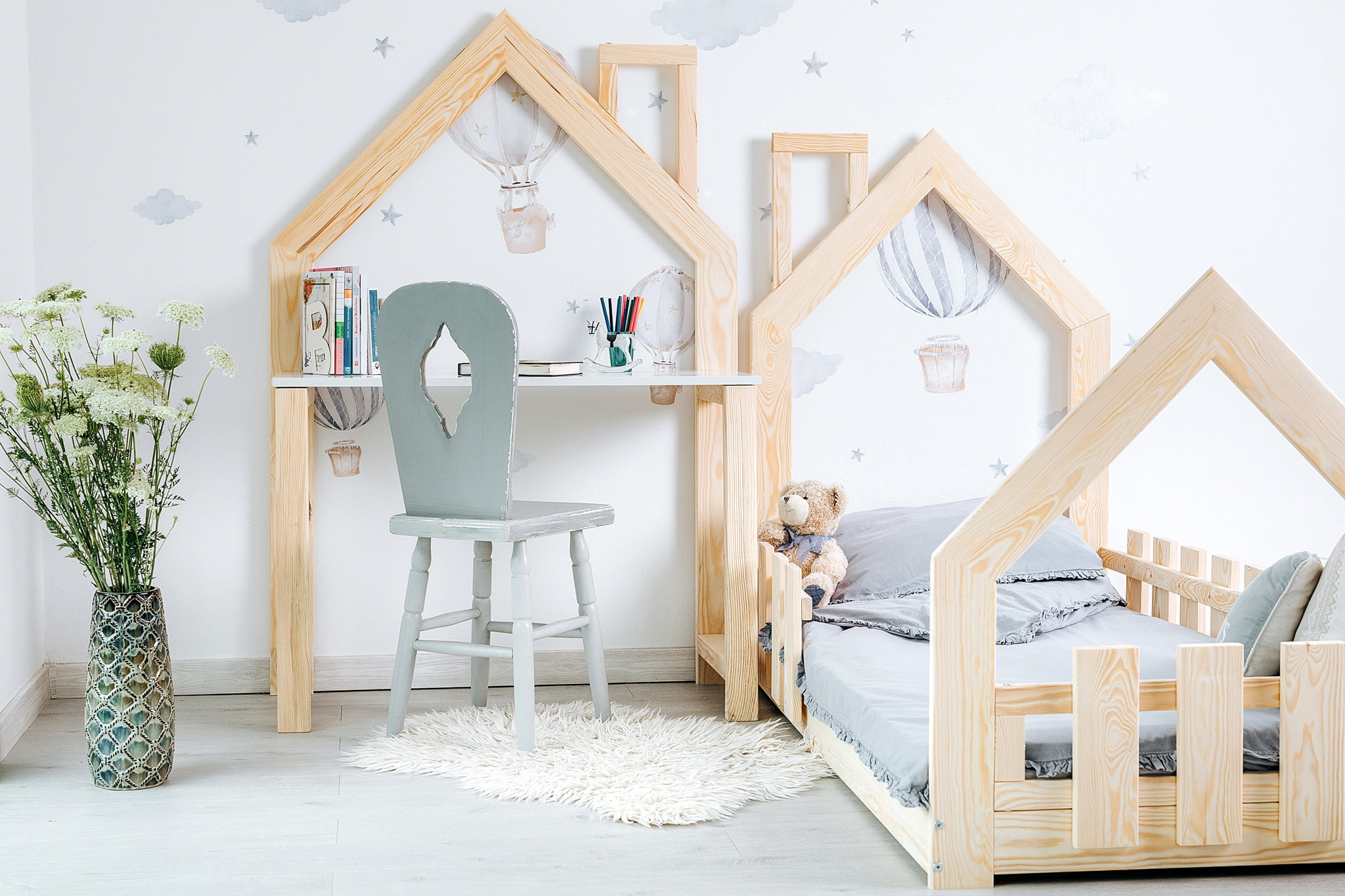 Hausbett Kinderbett Mini Mit Rausfallschutz Und Lattenrost, Toddler Bed ,  Letto per Bambini, Lit Cabane Naturholz Bed Cottage - Etsy Denmark