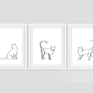 Cat Print, Cat Printable, Cat Wall Art, Cat Poster, Cat Art Print, Cat Decor, Nursery Wall Art, Minimal Decor, Black and White, Cat Line Art