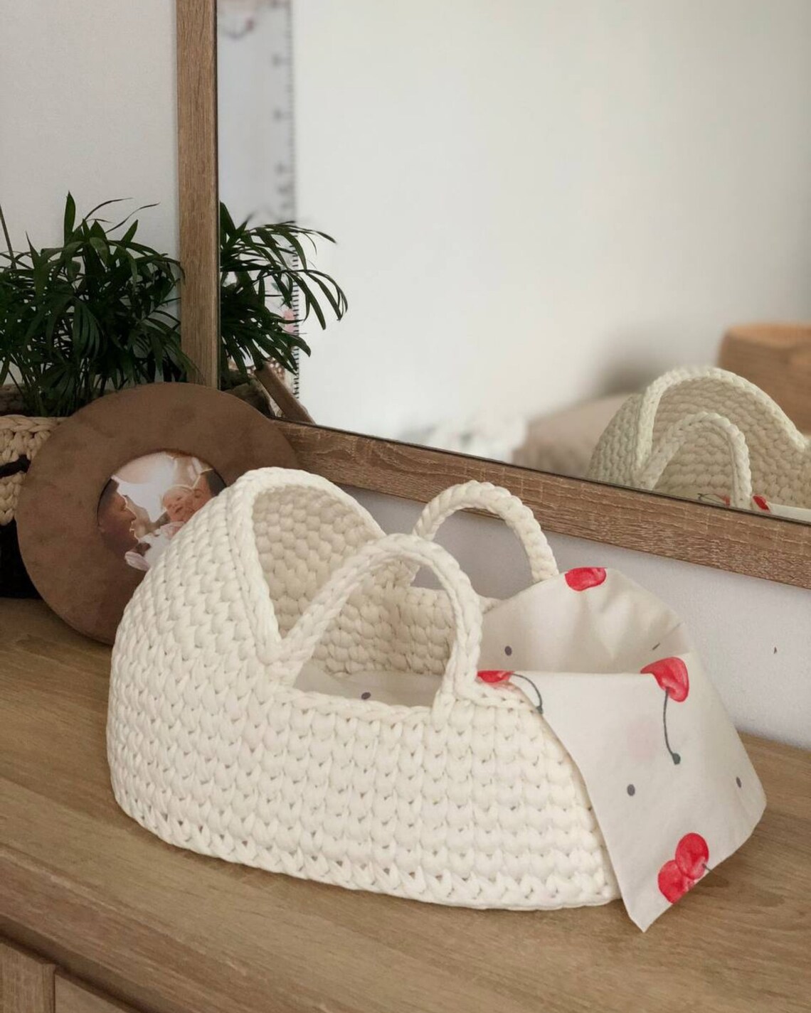 Baby doll crochet wicker basket baby doll Moses basket mini Etsy