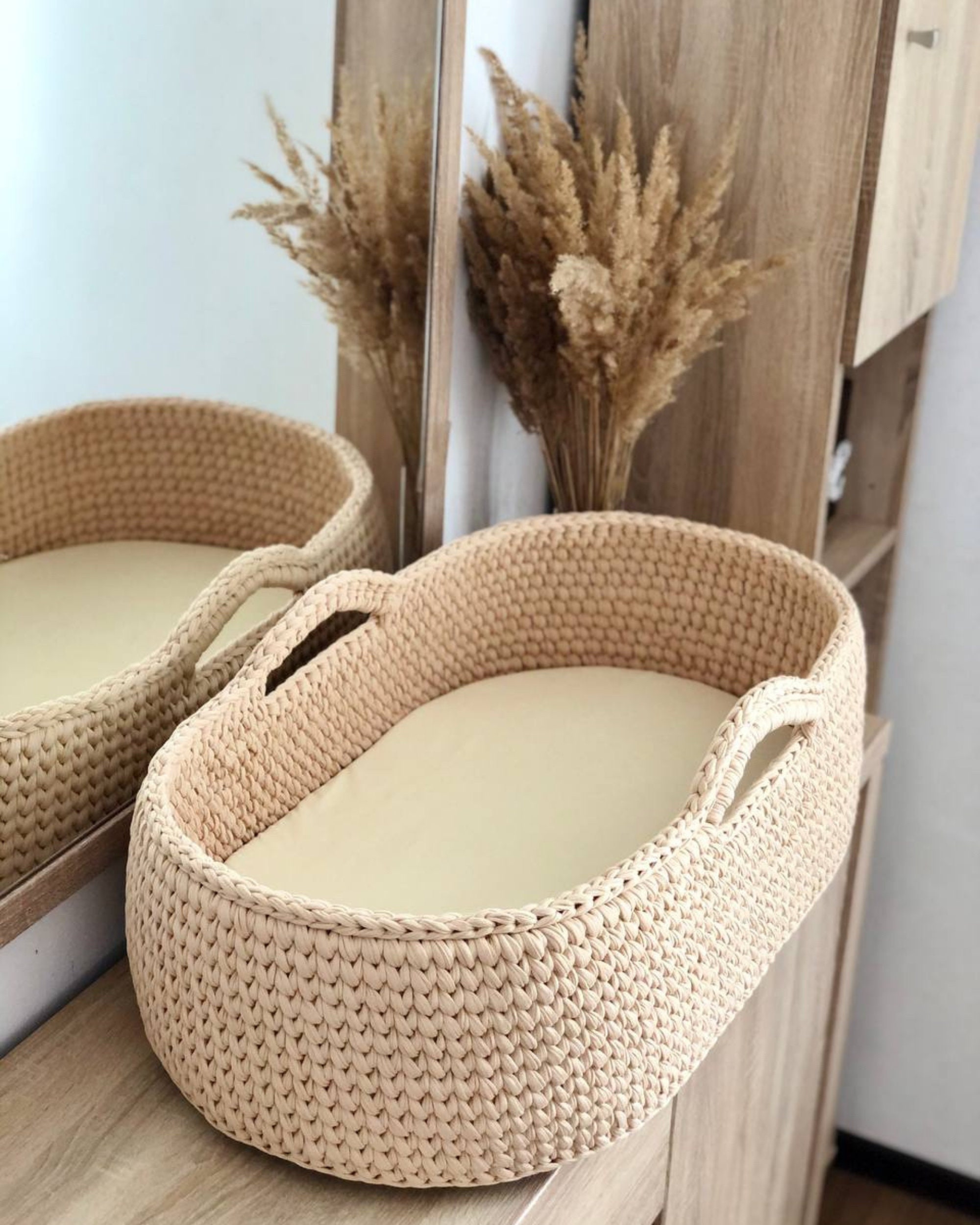 Baby Moses basket Handmade Minimalist baby Crib Room Décor Etsy