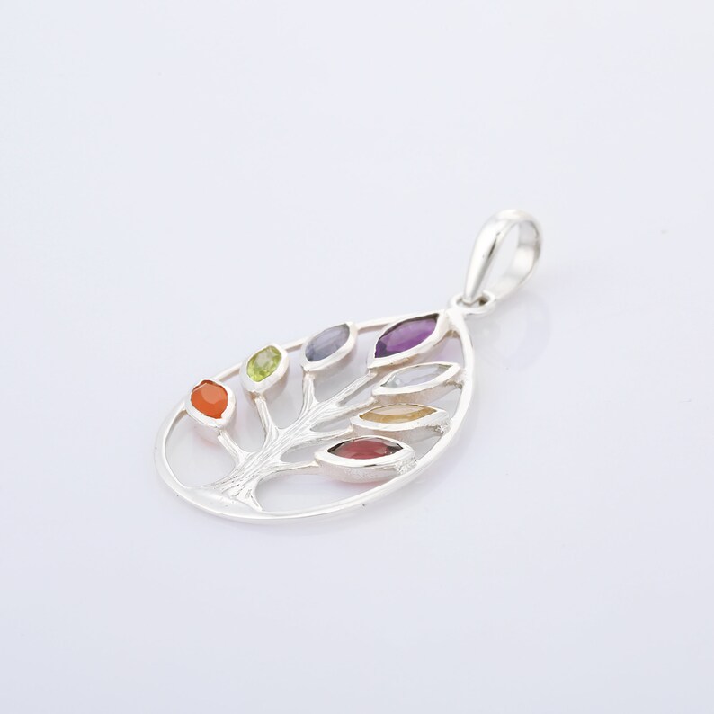 Bezel Setting 925 Sterling Silver Gift For Her Yoga Jewelry Christmas Gift Chakra Pendant Gemstone Pendant
