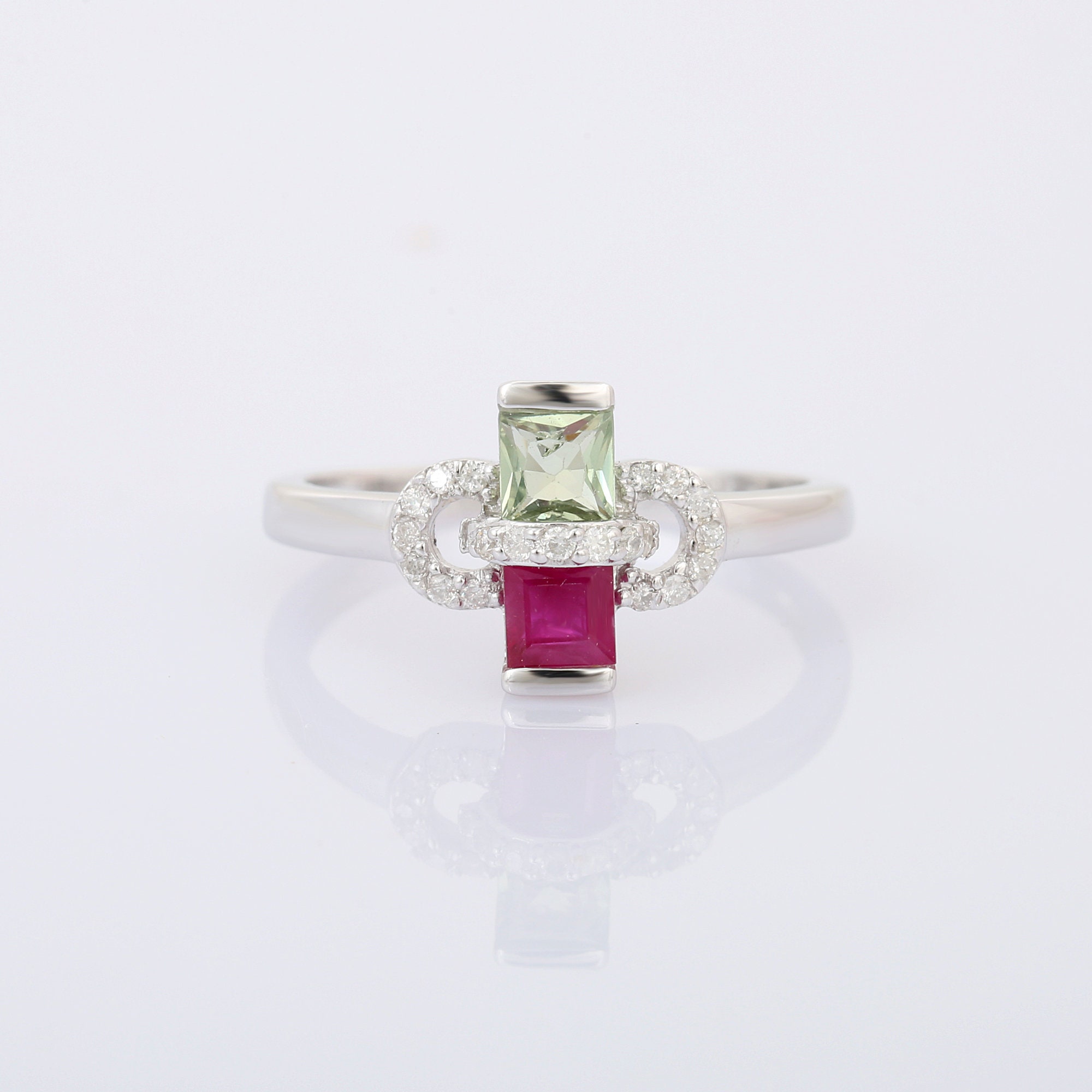 Ruby and Green Sapphire Ring 925 Sterling Silver Statement | Etsy