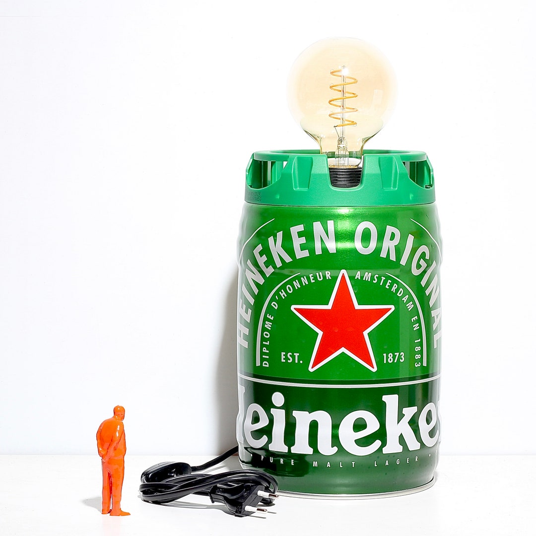 Heineken 5l Table Lamp, Gift, Upcycling, Handmade, Beer, Design Lamp