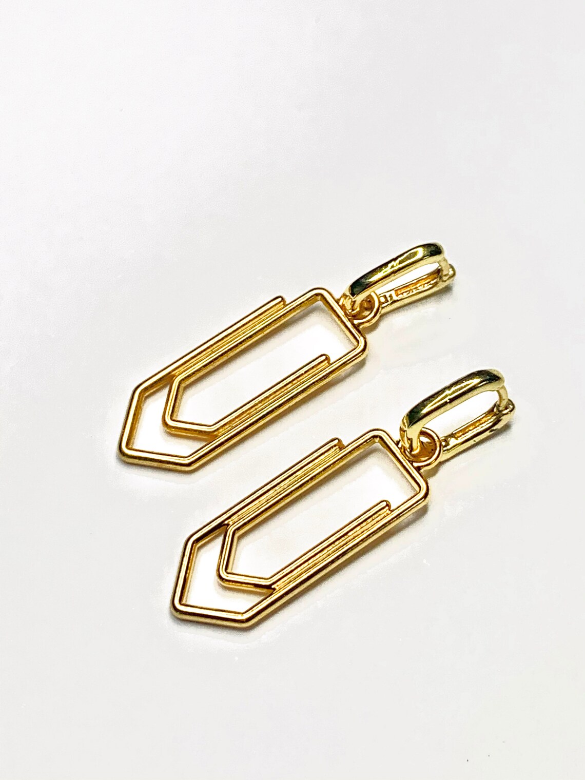 Gold Plated PAPER CLIP Hoops Earrings Etsy