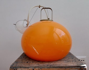 Harvey Guzzini Meblo Pendant Lamp LUCERNA, Orange, Yugoslavia, 1970s