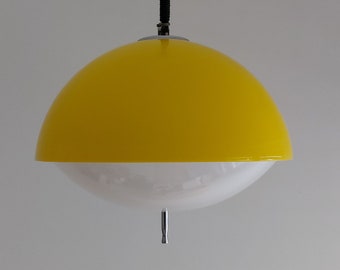 Extremly Rare  Harvey Guzzini / Meblo Pendant Lamp, Yellow & White, Yugoslavia, 1970s