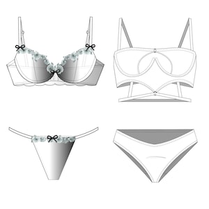 Womens Intimates Lingerie Set 6_CAD Technical Drawing_Adobe Illustrator