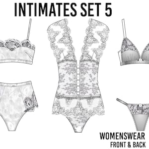 Womens Intimates Lingerie Set 5_CAD Technical Drawing_Adobe Illustrator