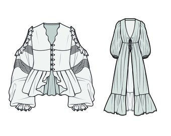 Boho Collection 1 _CAD Technical Drawing Designs_Adobe Illustrator