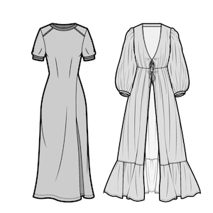 MAXI DRESSES - SET 1 _CAD Technical Drawing Designs_Adobe Illustrator
