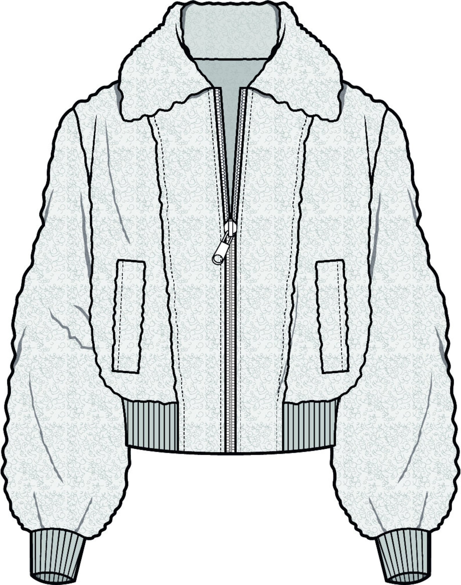 Bomber Jacket Set 1_CAD Technical Drawing Template_adobe Illustrator - Etsy