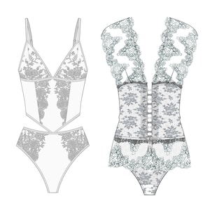 Bodysuit Lingerie 1_CAD Technical Drawing_Adobe Illustrator