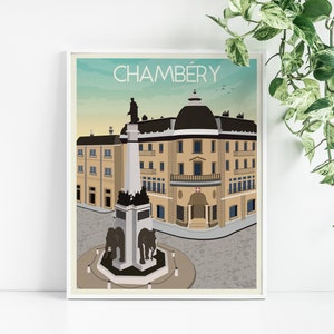 Affiche de Chambéry - Savoie - Tableau de décoration murale - Poster Vintage