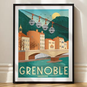 Grenoble - Pôster Dauphiné - Pintura de decoração de parede - Pôster vintage