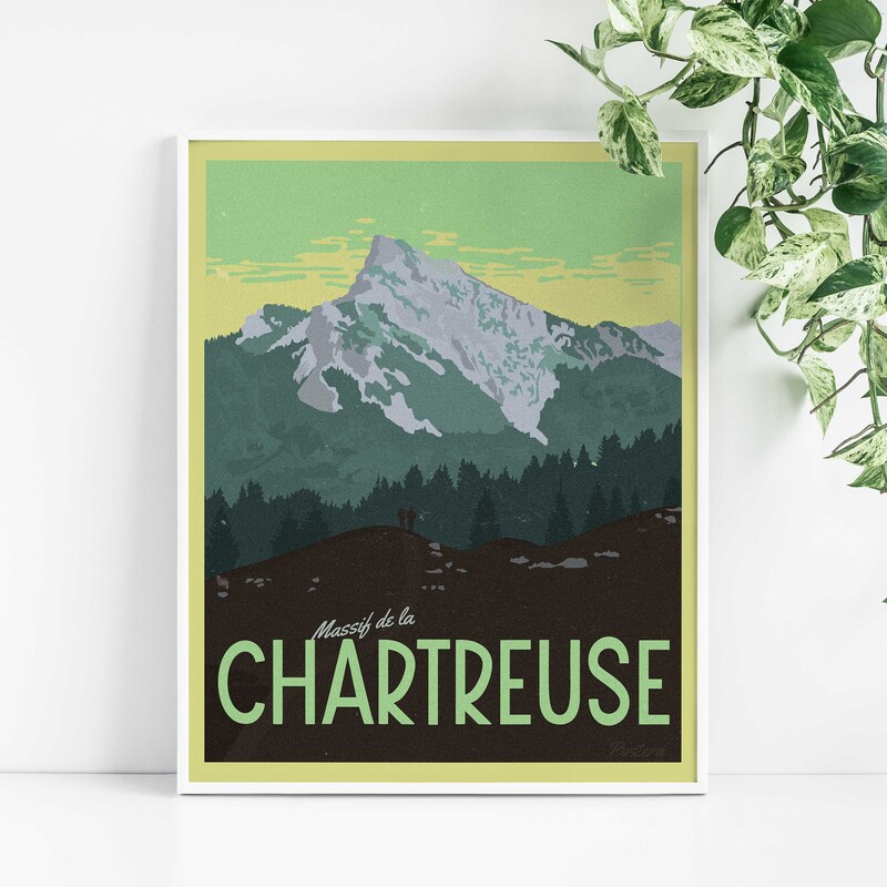 Affiche Lyon, la Chartreuse, Chambery par la Dent du Chat - Affiche Vintage