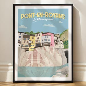 Pont en Royans Poster - The Hanging Houses - Wall Decor Painting - Vintage Poster