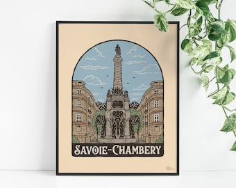 Affiche de Chambéry - Savoie - Tableau de décoration murale - Poster Vintage