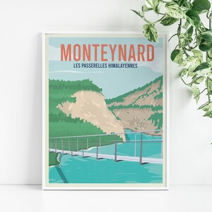 Affiche des Passerelles du Monteynard - Trièves Dauphiné - Tableau de décoration murale - Poster Vintage