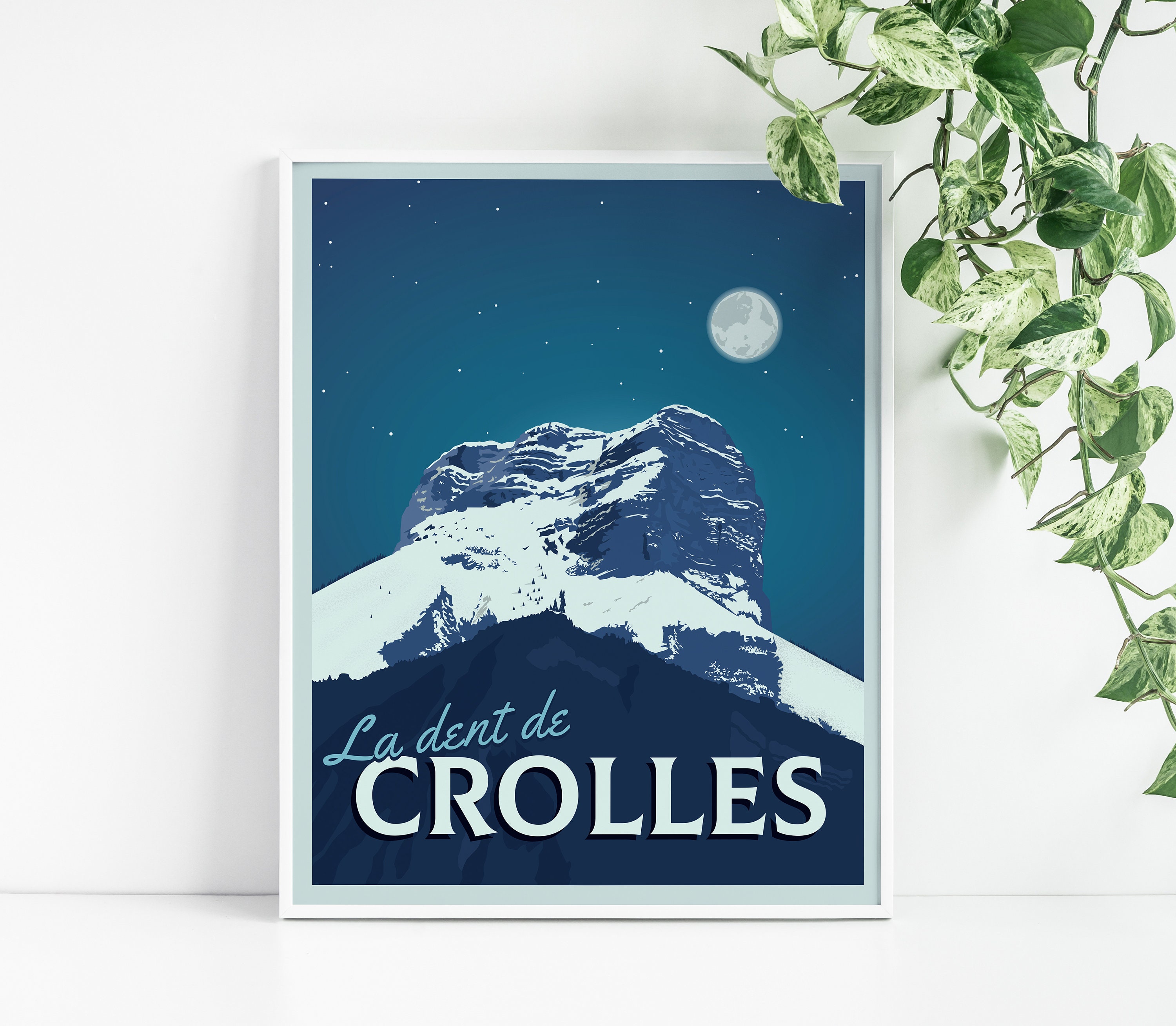 Affiche de La Dent Crolles - Massif Chartreuse Tableau Décoration Murale Poster Vintage