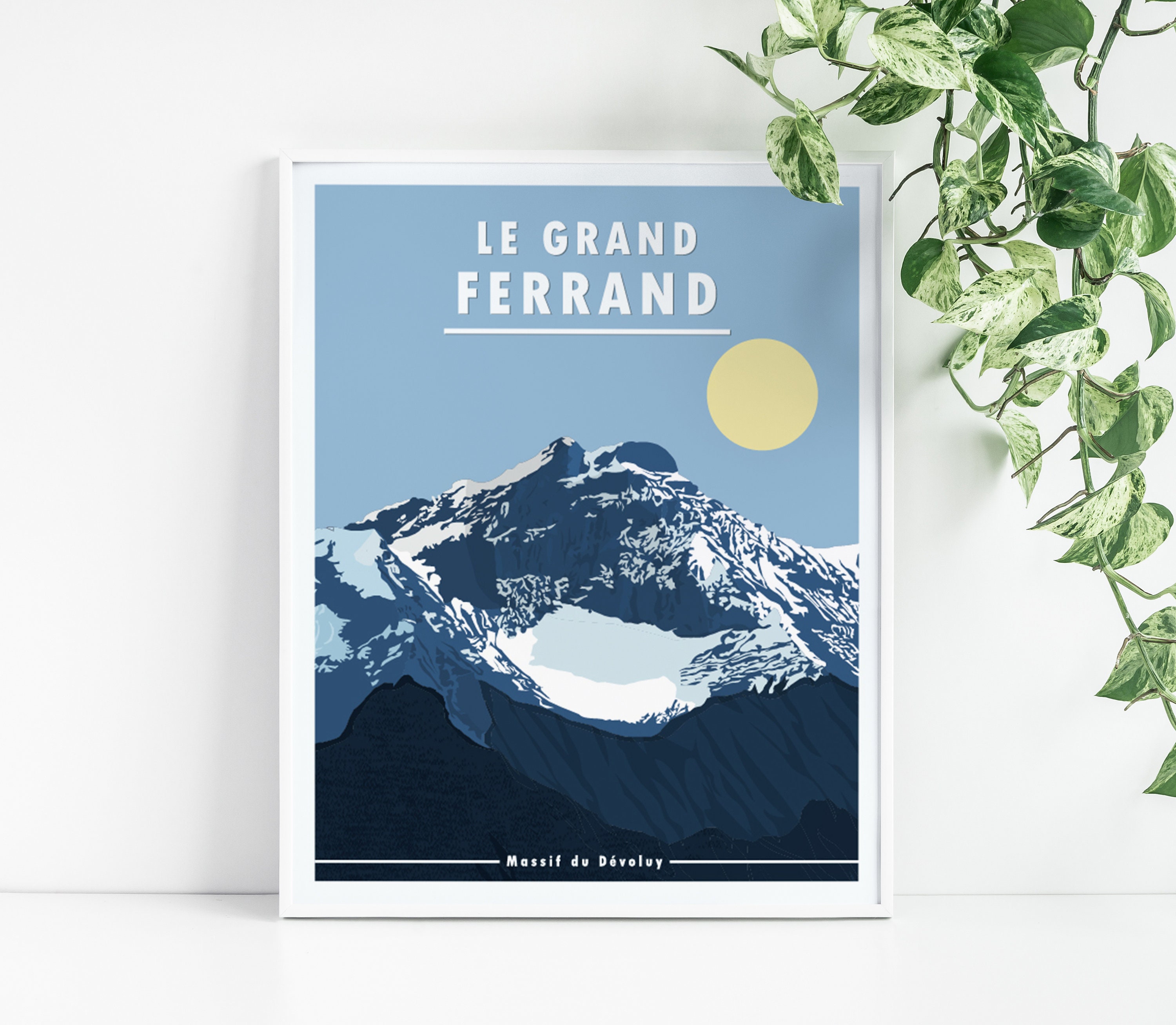 Affiche Du Grand Ferrand - Massif Dévoluy Dauphiné Tableau de Décoration Murale Poster Vintage