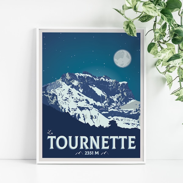 Affiche de La Tournette - Haute Savoie - Tableau de décoration murale - Poster Vintage