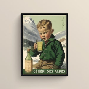 Genepi of the Alps vintage poster - Wall decoration - Poster of the Alps 20th century