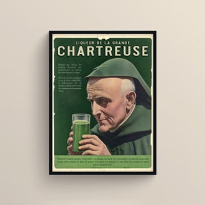 Chartreuse liqueur vintage poster - Wall decoration - 20th century Alps poster