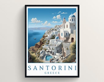 Santorini Travel Print Wall Art Santorini Greece Home Decor Santorini Gift Art Lovers Wall Art Print Santorini Greek Print