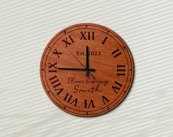 Reloj de pared de madera de aniversario, reloj de pared único, reloj de pared personalizado, reloj de pared grande de madera, regalo de aniversario, reloj de pared silencioso