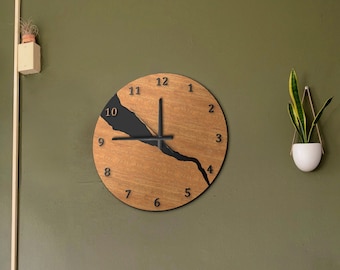 Wooden wall clock, Decorative rustic wall clock, Modern wall clock, Minimalist silent wall clock, Mid century clock, Unique wall wood clock