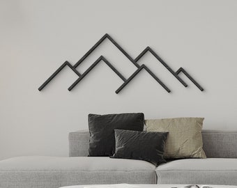Mountain Wall Art, Living Room Wood Wall Art, Minimalist Mountain Wall Art, Above Bed Wall Decor, Modern Mountain Wood Art