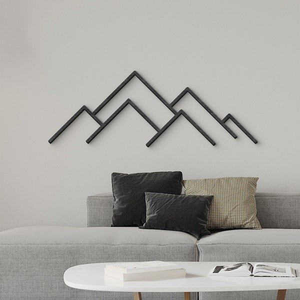 Mountain Wall Art, Living Room Wood Wall Art, Minimalist Mountain Wall Art, Above Bed Wall Decor, Modern Mountain Wood Art