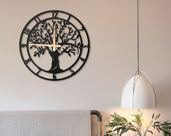 Hölzerne Jubiläumsuhr, Baum des Lebens Wanddekor, Große Baum Wanduhr, Übergroße einzigartige Wanduhr, rustikale Wanduhr, Küchenuhr