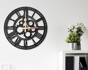 Modern wood wall clock, Minimalist wall clock, Wall large clock, Mid Century Clock, Unique Oversize Wall Clock, Kitchen wall clock