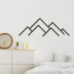 Mountain Wall Art, Above Bed Wall Decor, Living Room Large Wood Wall Art, Minimalist Mountain Wall Art, Modern Mountain Wood Art