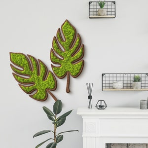 Moss Monstera Wall Art, Preserved Moss Art, Natural dried moss wall art, Monstera wall decor, Aesthetic Moss decor, Moss tree decor