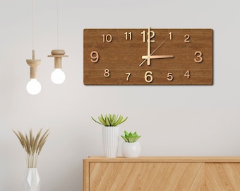 Oversize Wall Clock, Wooden Modern Large Wall Clock, Minimalist Wall Clock, Decorative Clock for Wall, Rustic Wall Clock, Silent Wall Clock