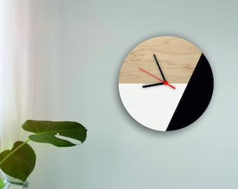 Modern wood wall clock, Wall clock unique, Wall clock wood, Wooden wall clock modern, Wood wall clock Silent Unique Minimalist Wall Clock