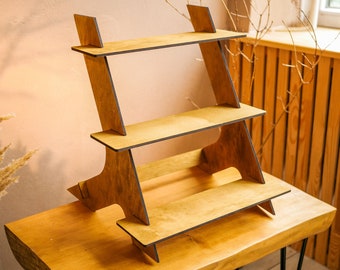 Wood retail stand, Portable display stand, Market showcase, Display shelves for miniatures, Shelf display stand, Wood retail display rack