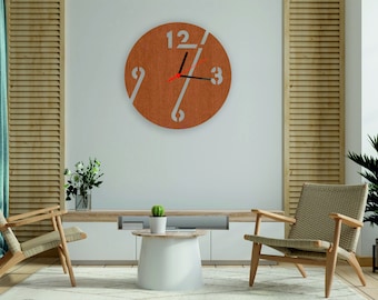 Wooden Modern Large Wall Clock, Minimalist Wall Clock, Clock for Wall, Oversize Wall Clock, Rustic Wall Clock, Loft Wall Clock, Wanduhr gros
