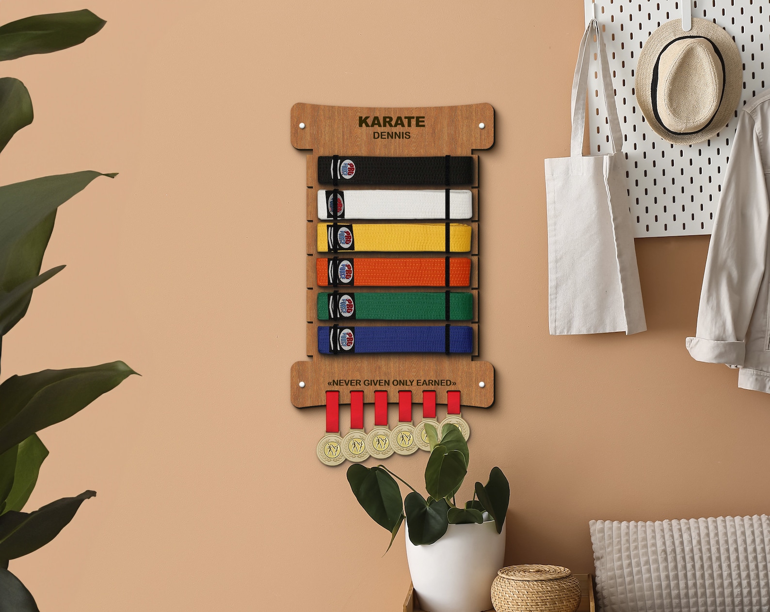 Karate Belt Display, Medal Holder, Karate Belt Holder, Martial Belt Display, Personalized Belt